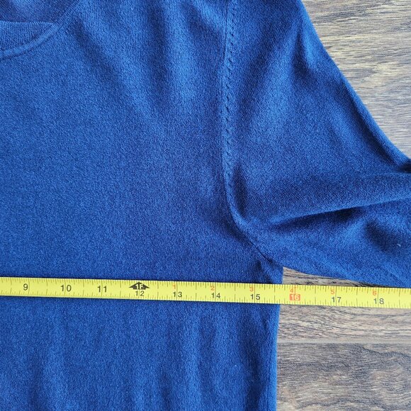 M.M.LAFLEUR Mock Neck Sweater Pullover Italian Viscose Blend Navy Blue - Picture 10 of 11